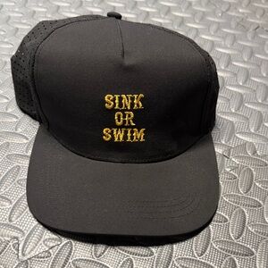 Black 'Sink or Swim' Embroidered Trucker Cap